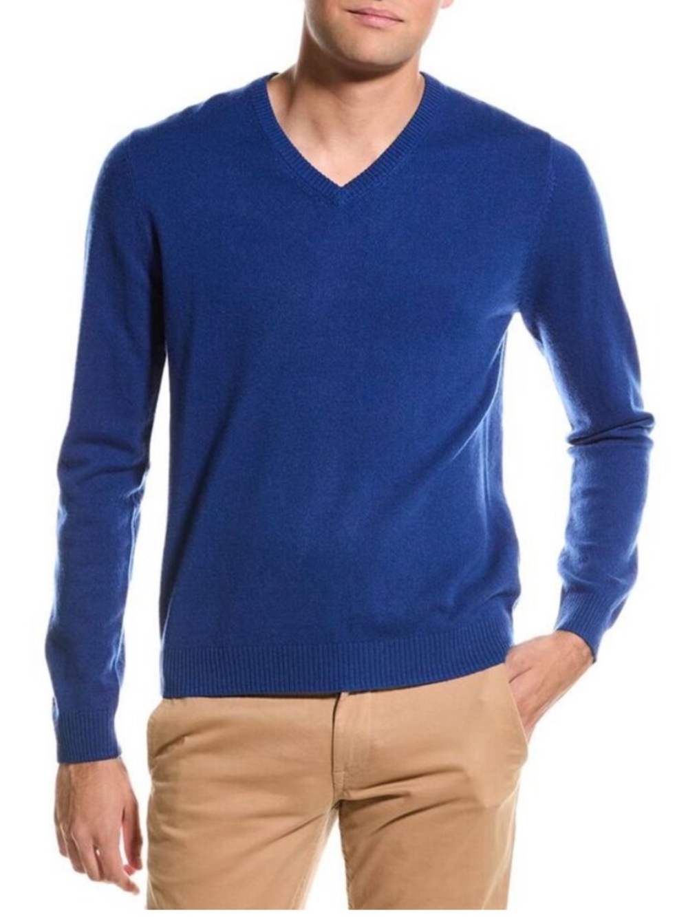 METTE Men’s Cashmere V-Neck Sweater Sz Medium Royal Blue